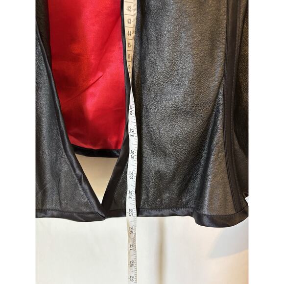 Vtg Catherine Coatney Leather Jacket XL Black Fitted Open Front 90s Rare - Picture 9 of 13